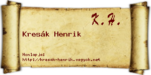 Kresák Henrik névjegykártya